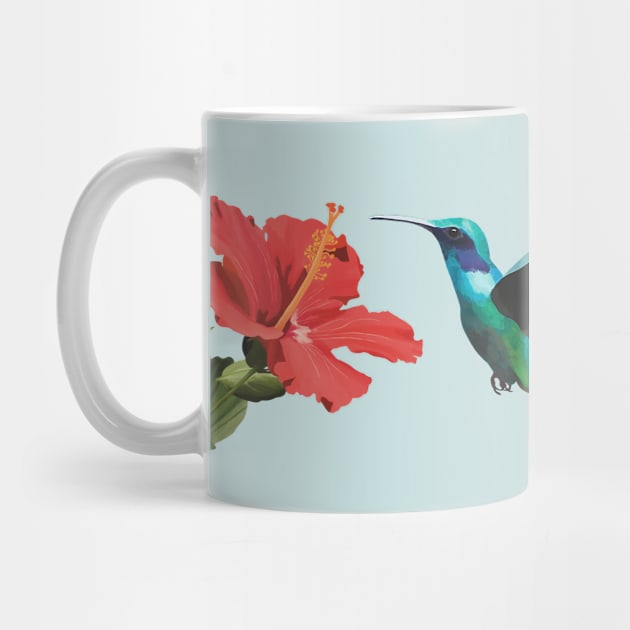 Flying Humming Bird Hibiscus flower by Suneldesigns